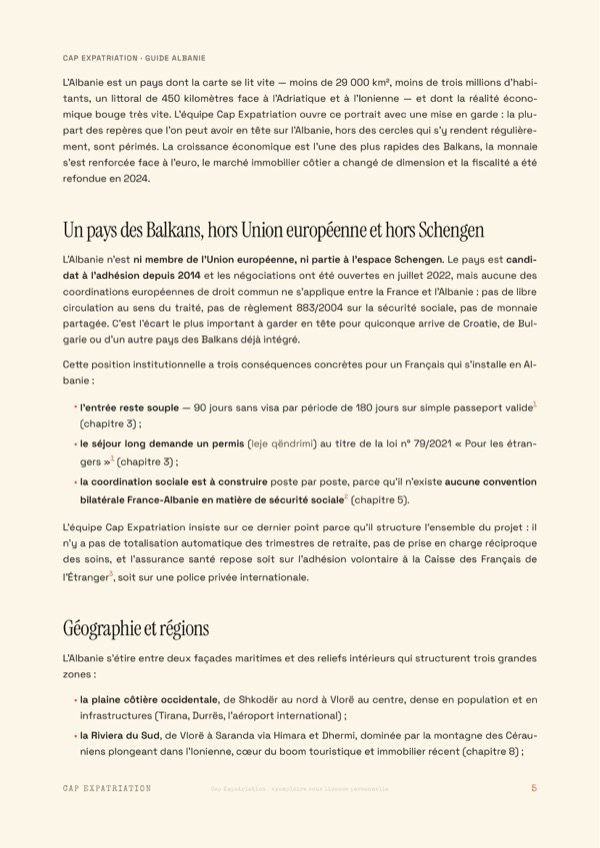 Exemple de page — Guide Albanie