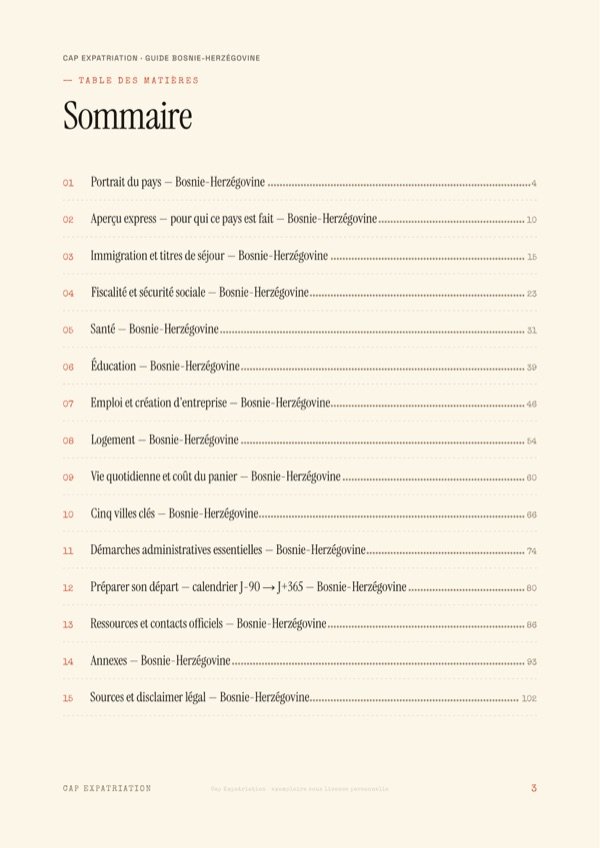 Sommaire — Guide Bosnie-Herzégovine