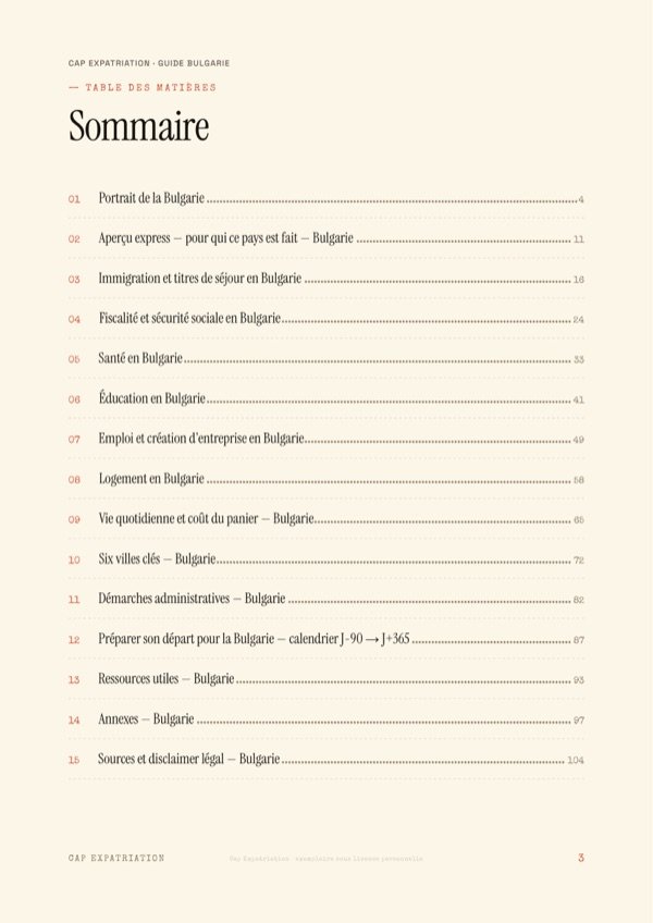 Sommaire — Guide Bulgarie