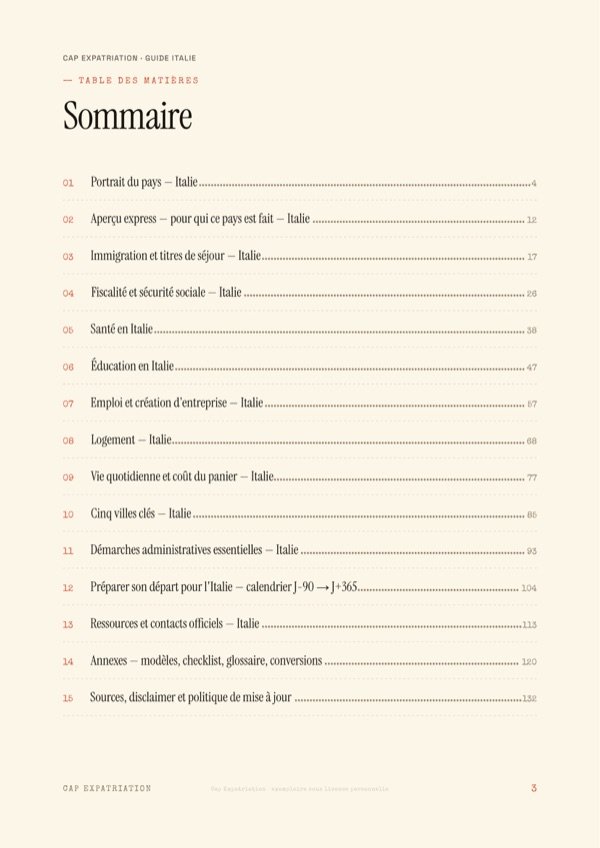 Sommaire — Guide Italie