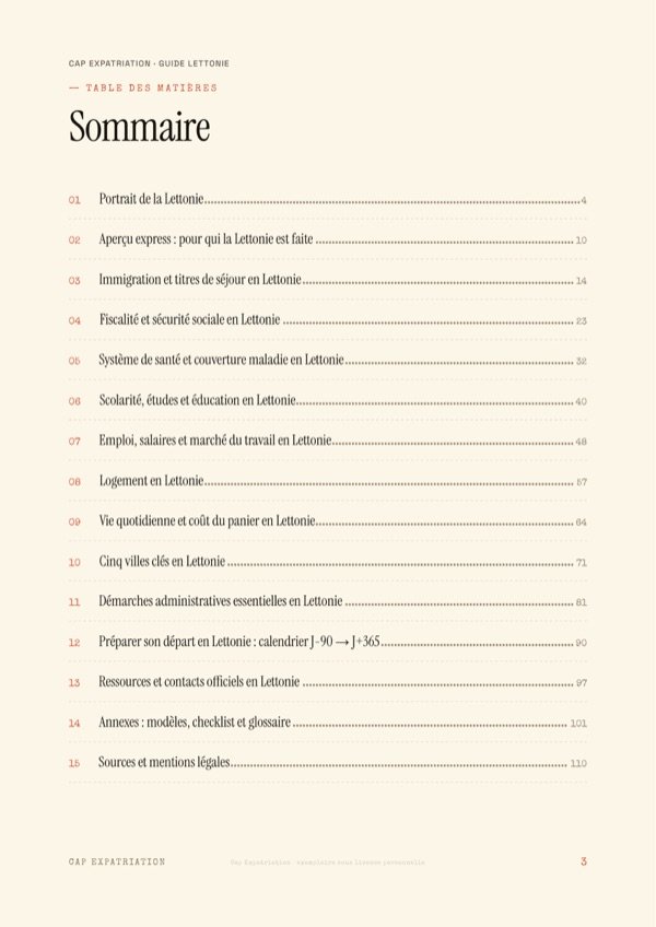 Sommaire — Guide Lettonie
