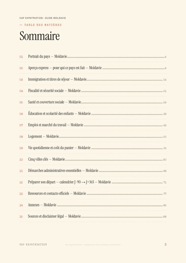 Sommaire — Guide Moldavie