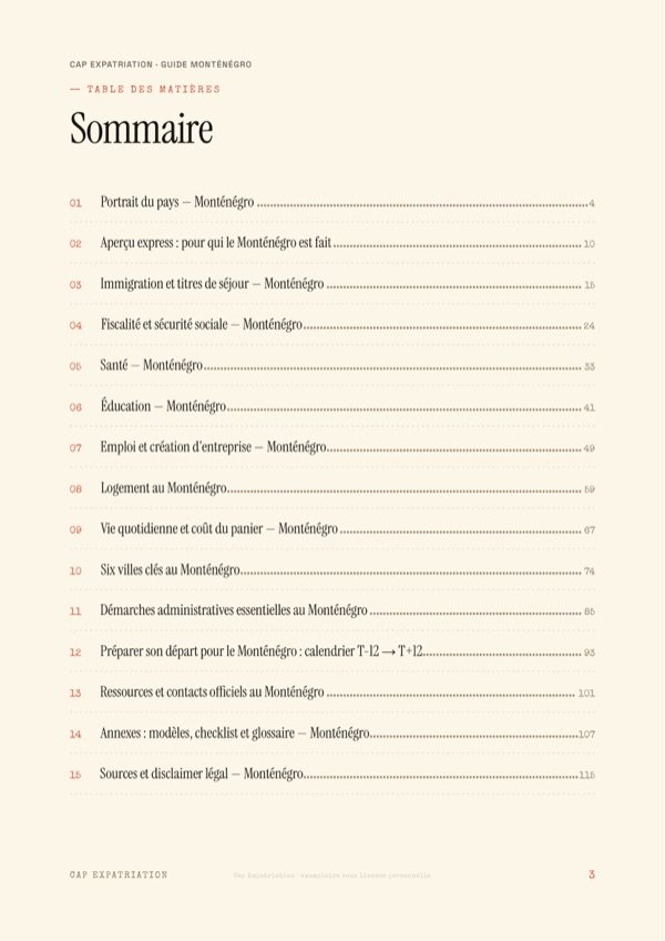 Sommaire — Guide Monténégro