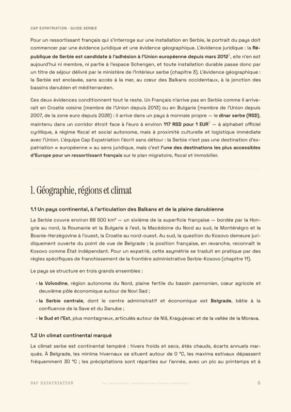 Exemple de page — Guide Serbie