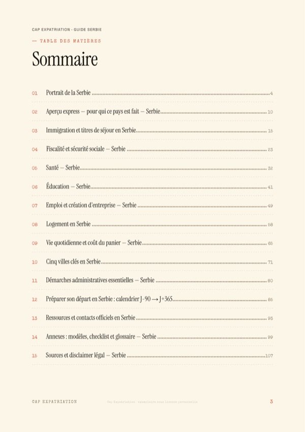 Sommaire — Guide Serbie