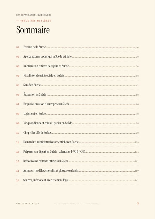 Sommaire — Guide Suède